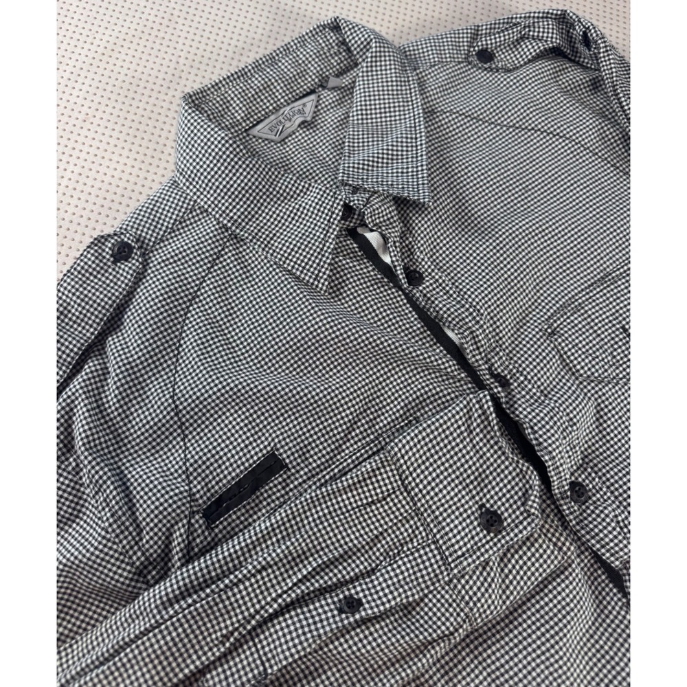 Evolution In Design Mens XL Utility Gingham Button Down Shirt Black White